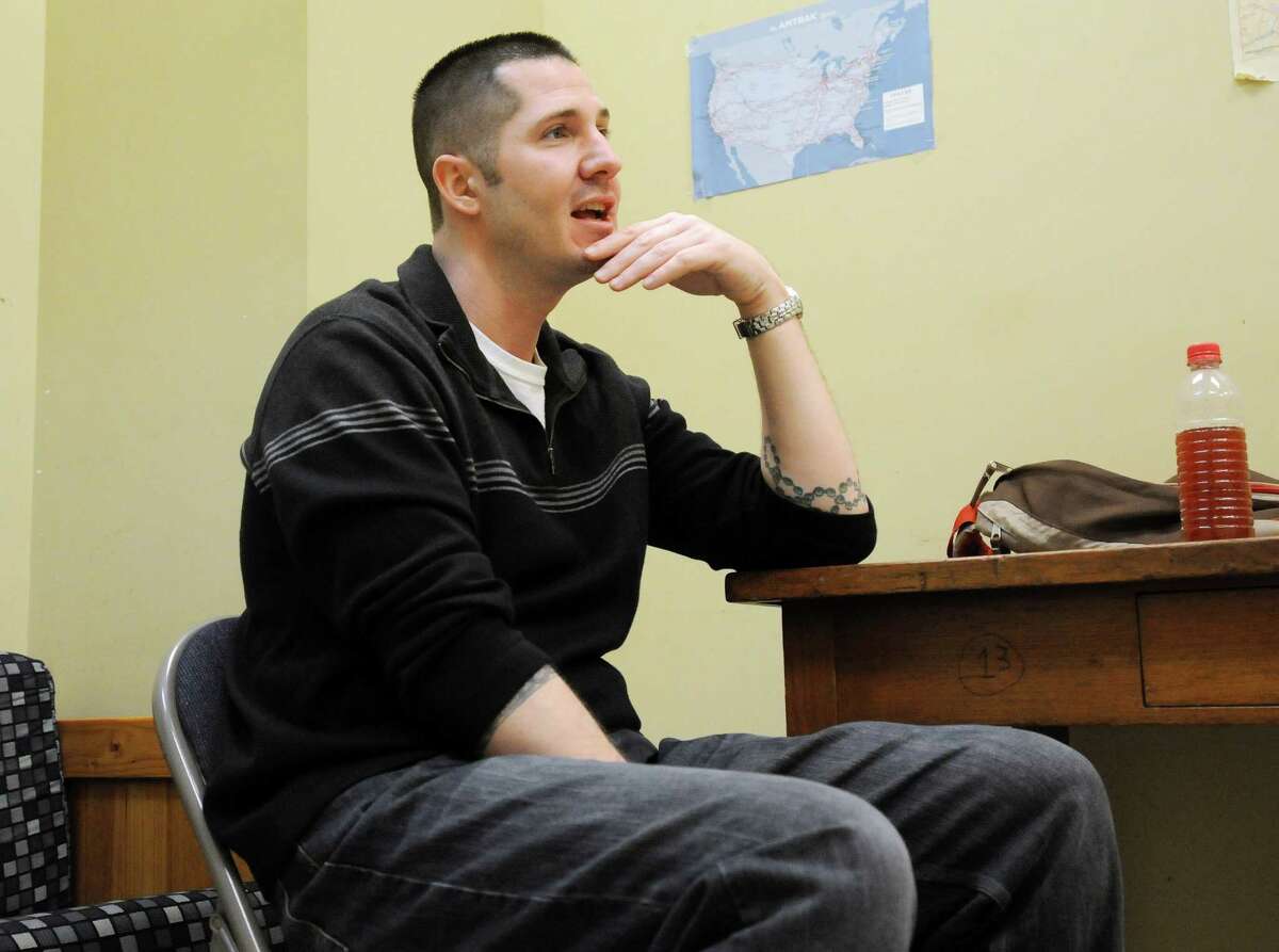 Joseph Linsley, a resident of Hope House, talk about his past struggles with heroin, during an interview on Monday, March 24, 2014, in Albany, N.Y. Linsley is in the intensive residential program, where he lives at Hope House and gets his treatment there. (Paul Buckowski / Times Union)