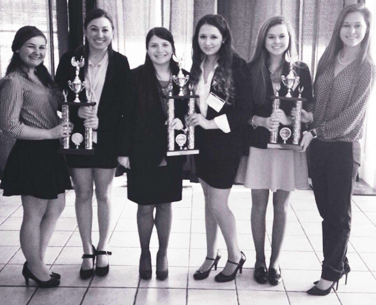 Headed to nationals in Atlanta, Ga. in early May, 2014 based on their performance at a recent DECA compeitition are New Milford High School students, from left to right, Abbey Zimmerman, Devon Woods, Christina Kwapien, Taylor Terranova, Carolyn O'Hara and Rachel O'Hara. April 2014