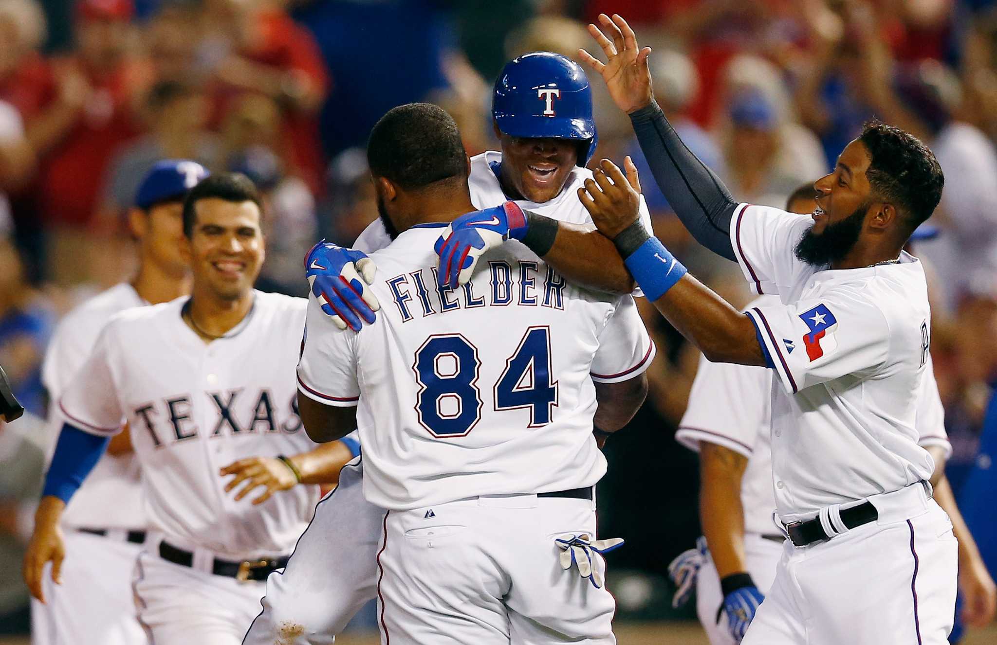 Adrian Beltre and Elvis Andrus by Tom Pennington
