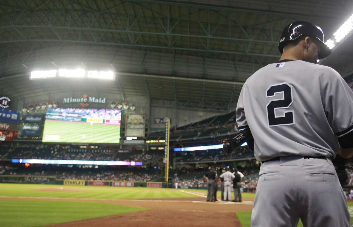 Yankees shortstop Derek Jeter before his first at-bat against the Astros in his final game in Houston in 2014.