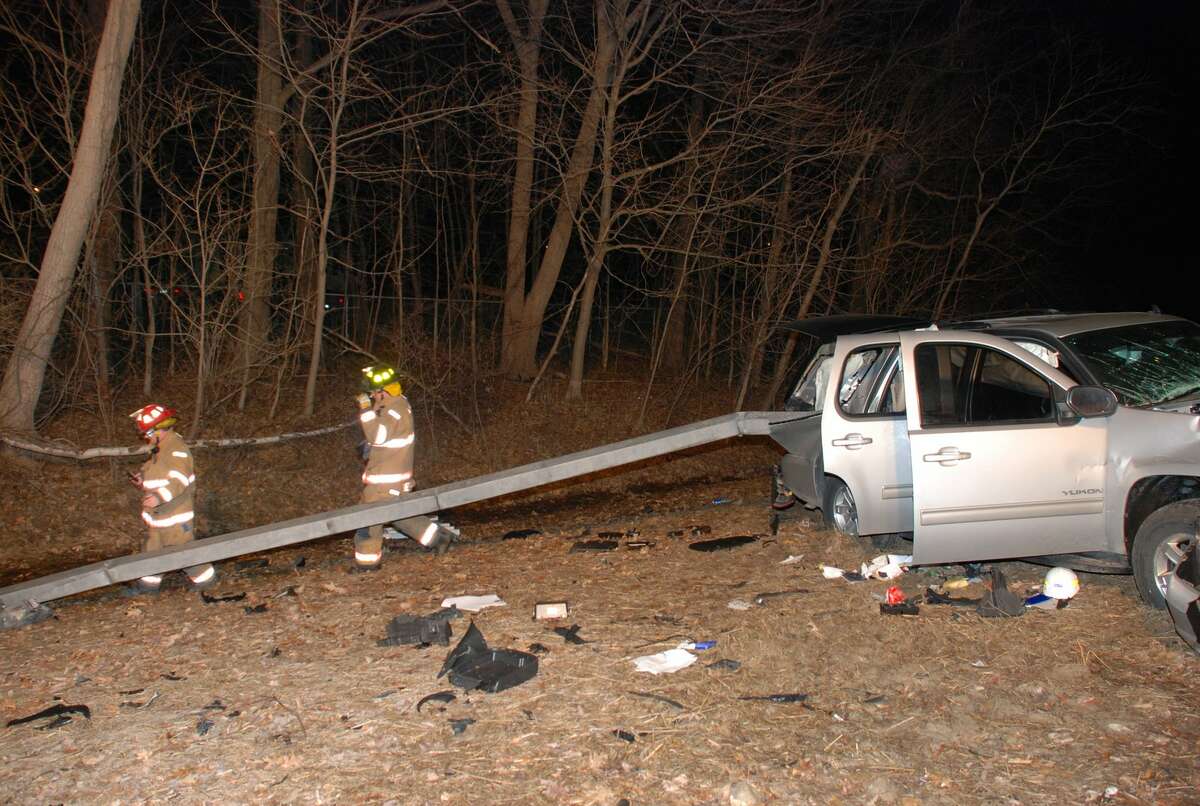 Guardrail Impales SUV In Crash