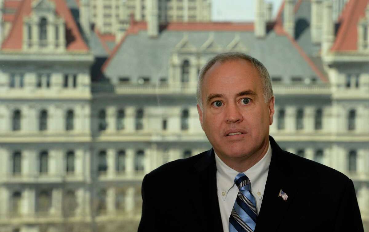 New York State Comptroller Thomas P. DiNapoli Thursday, April 3, 2013, at his State St. office in Albany, N.Y. (Skip Dickstein / Times Union)