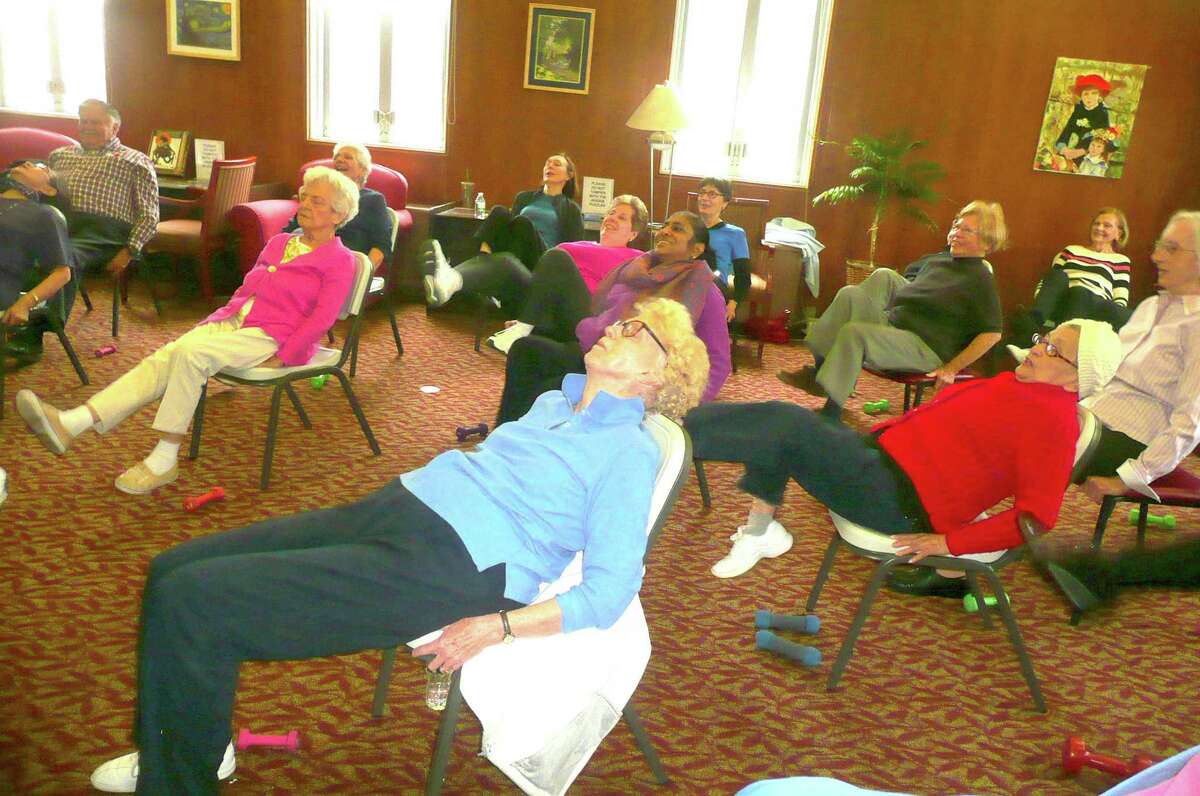 âÄúLean back, suck that tummy in, knees up,âÄù says instructor Neville Warburton to the 25 seniors taking his core strengthening class at the Greenwich Senior Center. âÄúI like to hear the pain!âÄù