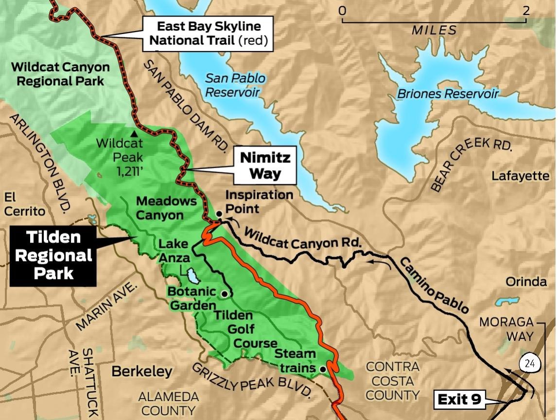 Tilden Park Trail Map Tilden Park's Nimitz Way Leads To Spectacular Views