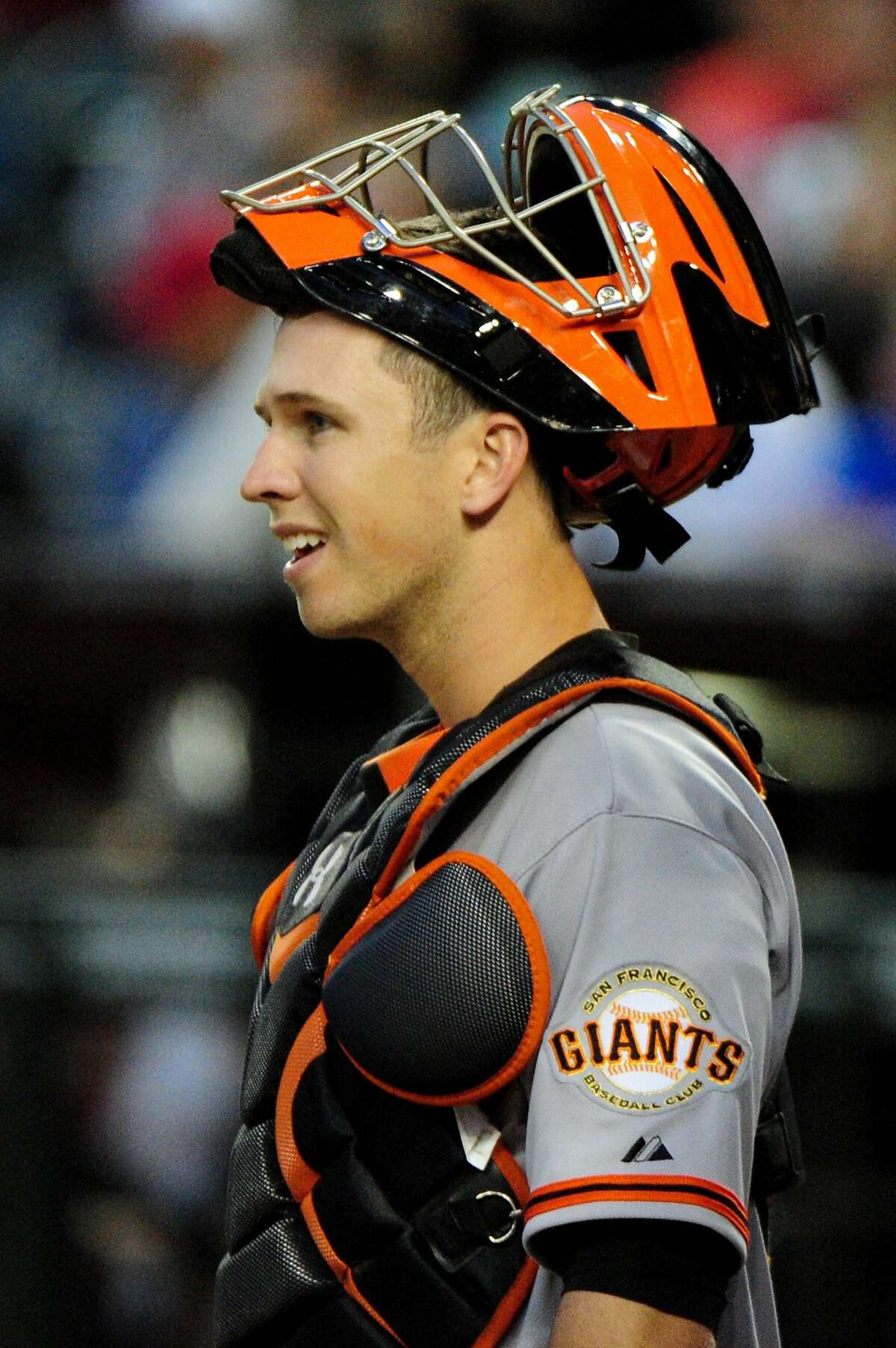 Apr 2, 2014; Phoenix, AZ, USA; San Francisco Giants catcher Buster Posey (2...