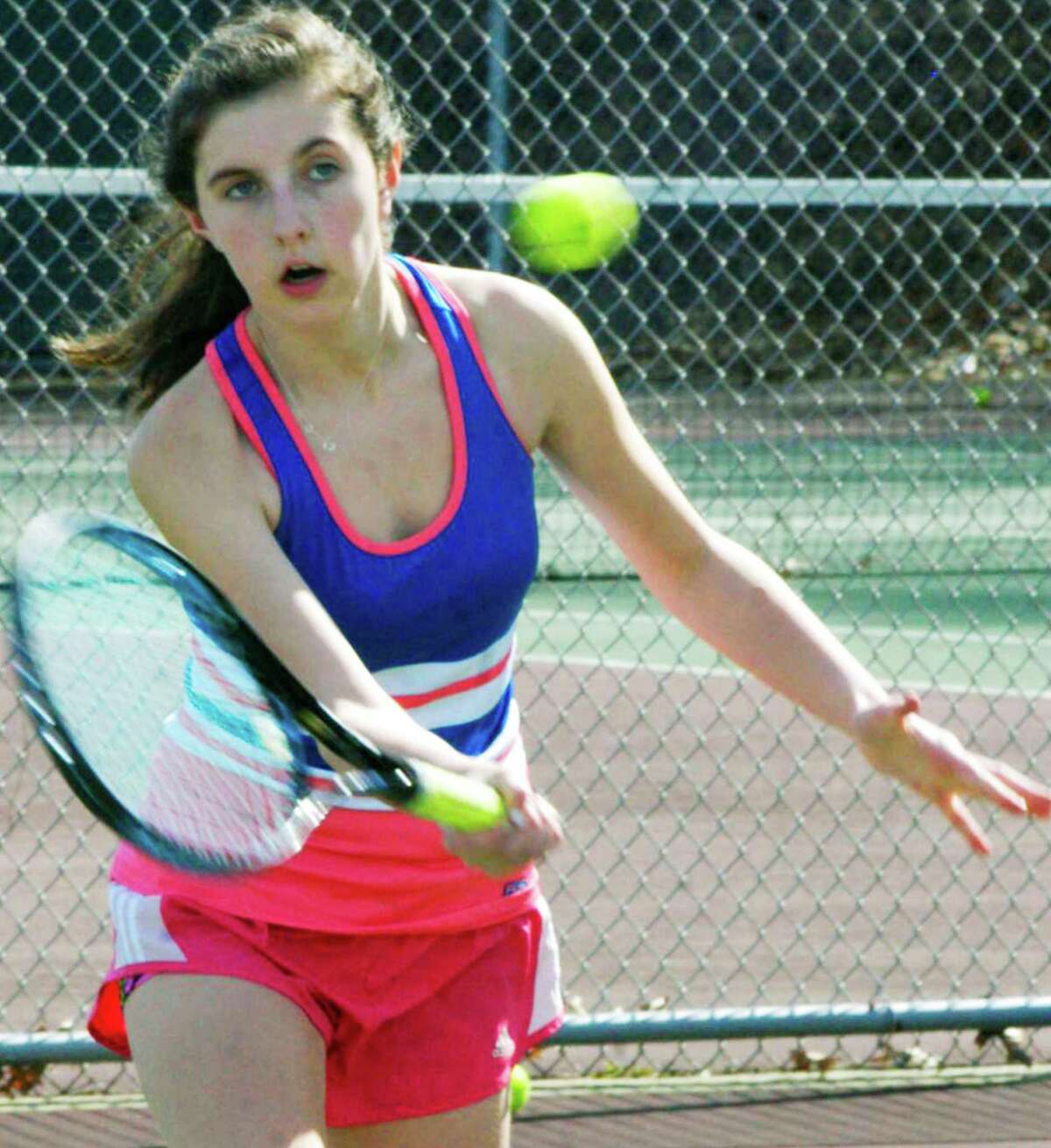 The Green Wave's Amanda Aguayo retruns to again lead the lineup for New Milford High School girls'' tennis. April 2014