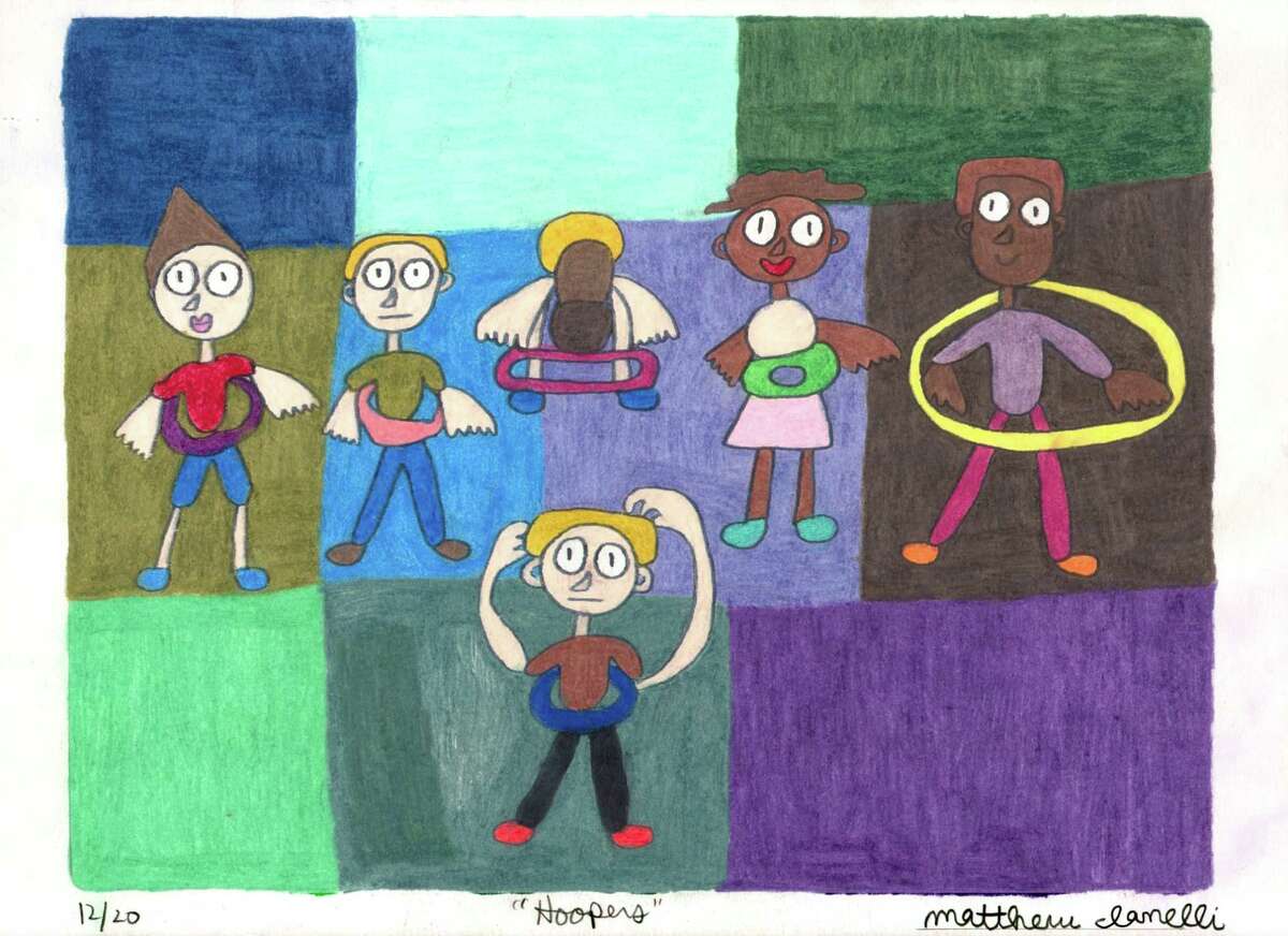 "Hoopers" is one of the works on display at the combined art show, "My Artist with Me," at Gertrude G. White Art Gallery at YWCA. The artist, Matthew Ianelli, is a student of Eve Le Ber in one of United Cerebral Palsy's Day Habilitation Programs.