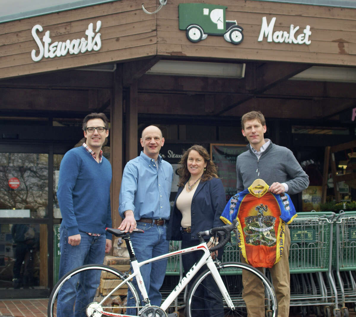 From left, Doug Stewart, Lou Kozar, Ann Kozar and Alex Stewart are sponsoring New Canaanís cycling club.