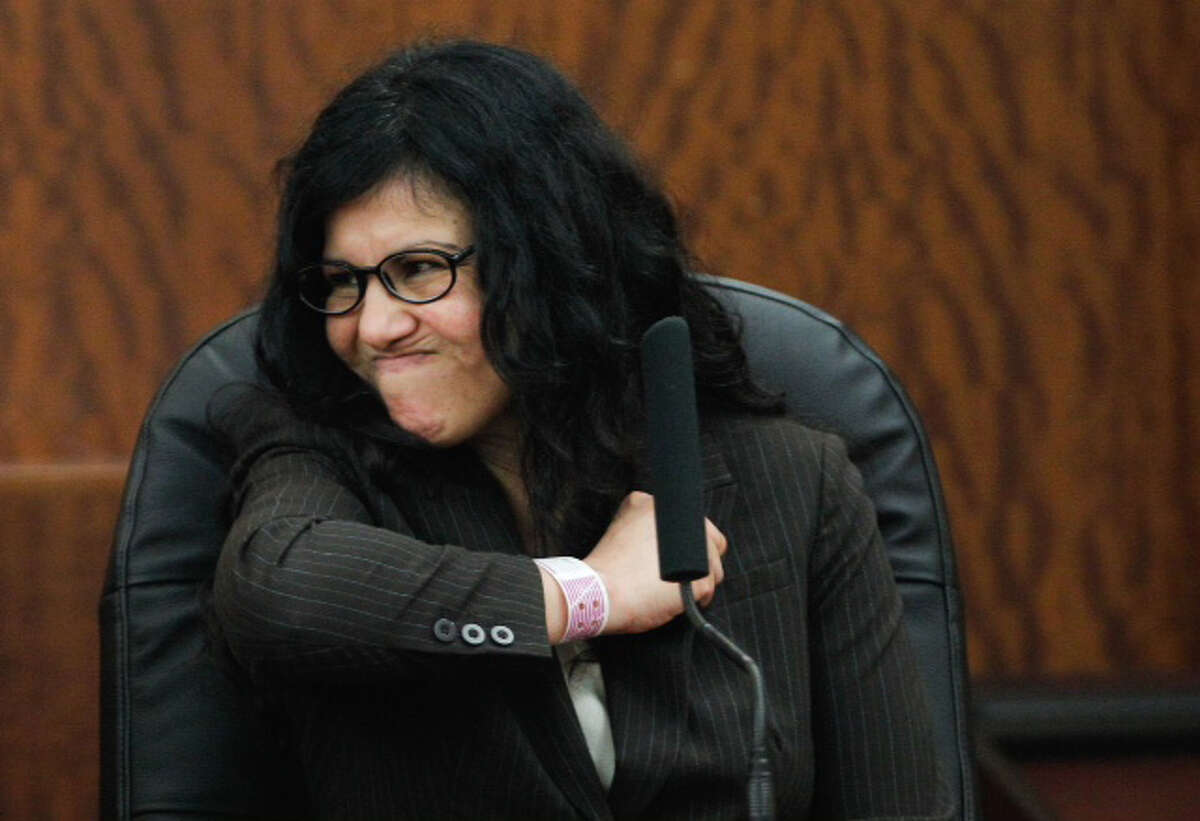 Convicted killer Ana Trujillo testifies in the punishment phase of her trial Thursday, April 10, 2014, in Houston. Trujillo was convicted in the brutal 2013 slaying of her boyfriend, Alf Stefan Andersson, using a 5-inch stiletto shoe. ( Brett Coomer / Houston Chronicle )