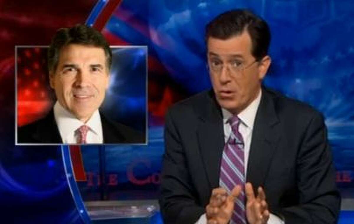 Stephen Colbert discusses Gov. Rick Perry during a segment on his show.