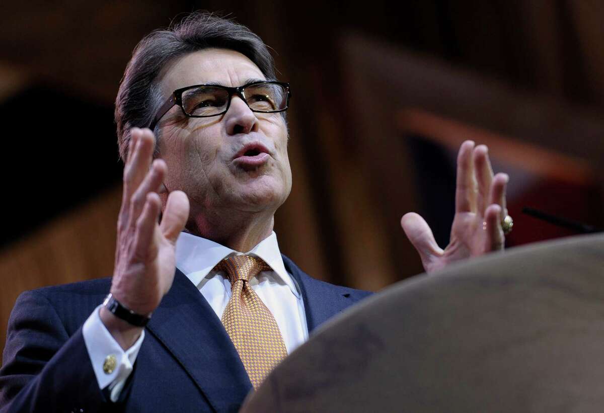 FILE - In this March 7, 2014 file photo, Texas Gov. Rick Perry speaks at the Conservative Political Action Committee annual conference in National Harbor, Md. Special State District Judge Bert Richardson is expected to seat a grand jury Monday, April 14, 2014, in Austin, Texas, in an investigation into whether Republican Gov. Rick Perry abused his power by vetoing funding for public corruption prosecutors. The investigation began after Perry vetoed $7.5 million in funding last summer for a public integrity unit under Travis County District Attorney Rosemary Lehmberg. (AP Photo/Susan Walsh, File)
