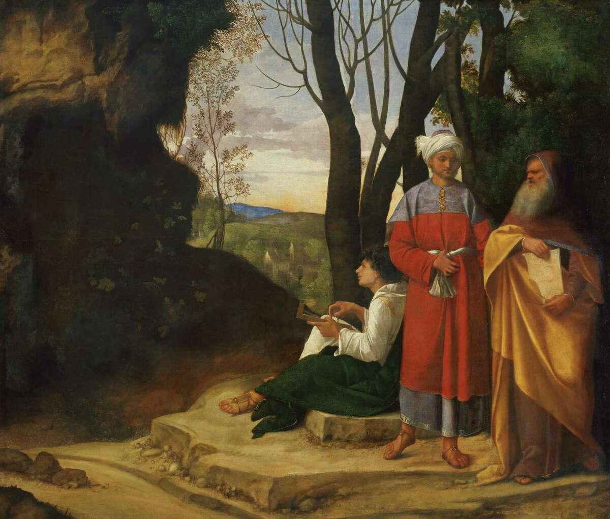 Giorgione (Giorgio da Castelfranco)'s "Three Philosophers" (1508/09) is among the masterpieces coming to the Museum of Fine Arts, Houston in June 2015 from the Kunsthistorisches Museum, Vienna. GG_111_Neu.tif