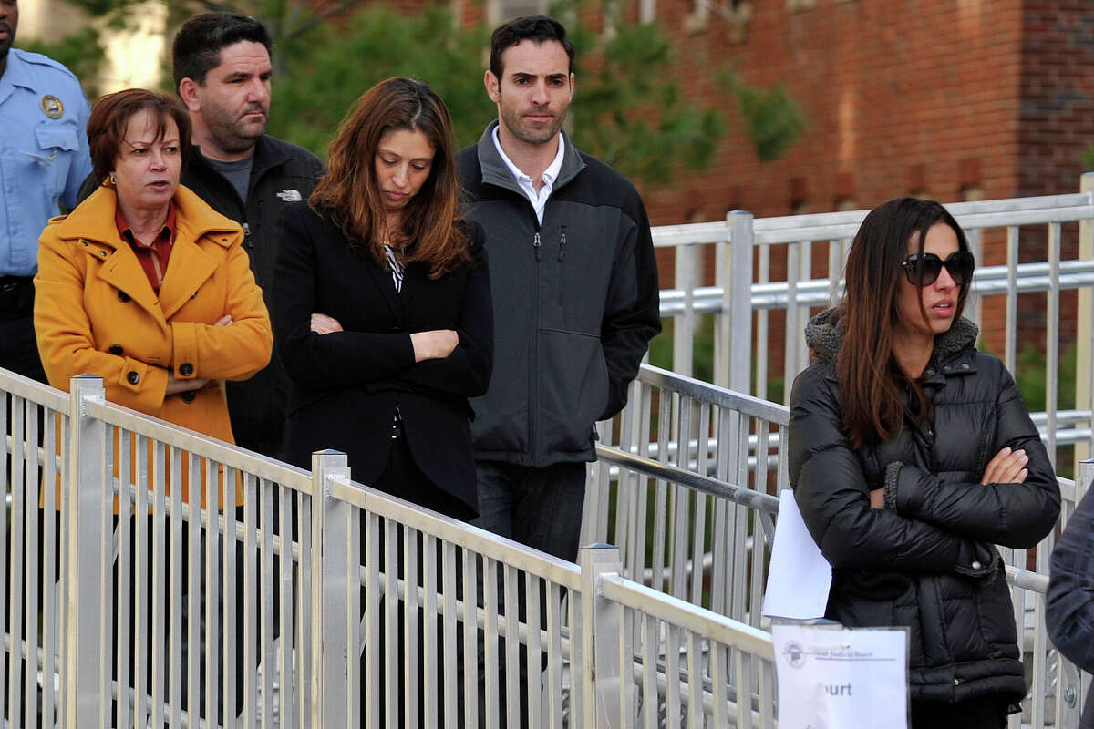 Lucas Silva's family leaves the Superior Court in Stamford, Conn., on Thursday, April 17, 2014. Candice Blanks is accused of driving drunk while killing Lucas Silva and Felipe Chagas while they were changing a tire on the side of I-95 in Darien.