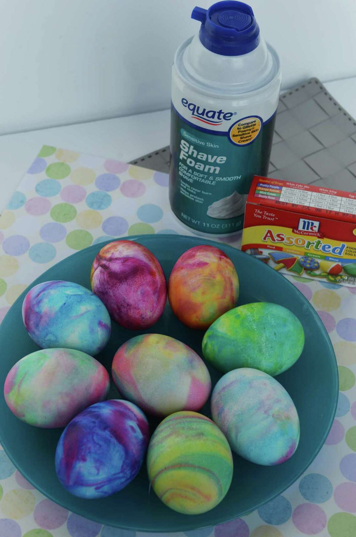 Frothy fun: dyeing Easter eggs in shaving cream