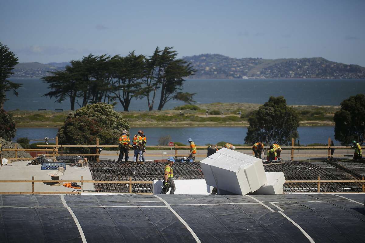 Construction on the tunnels above Doyle Drive on Tuesday April 22, 2014 in San Francisco, Calif. The Presidio Trust has selected five teams to come up with design concepts for the 13 acres or so of new open space that will be draped above the new tunnels that will hold Doyle Drive between the parade ground and Crissy Field.