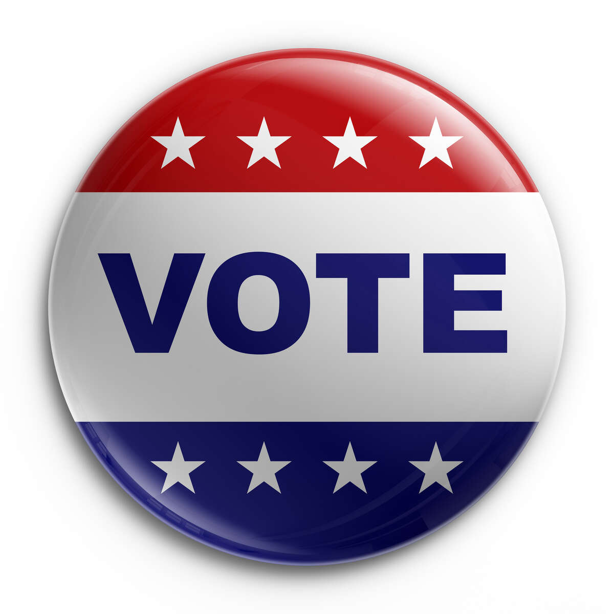 3d rendering of a badge to encourage voting; VOTE BUTTON election button