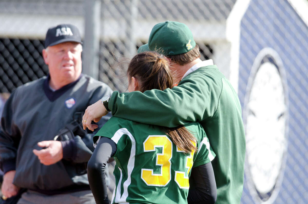 Staples softball edged by Trinity Catholic