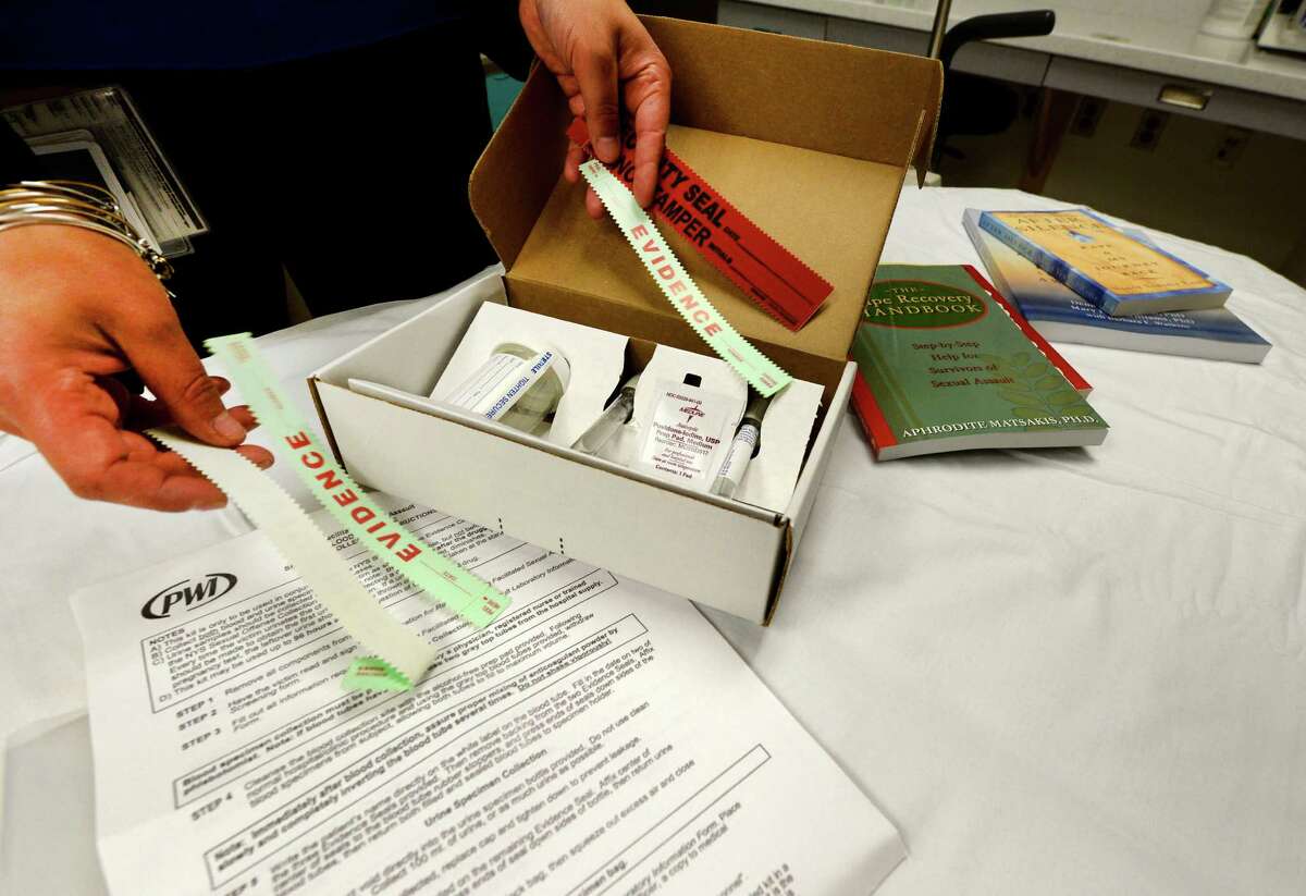 A rape kit is laid out in the room allocated for sexual abuse cases at the Albany Medical Center Wednesday morning April 23, 2014 in Albany, N.Y. This was part of the program marking the Sexual Assault Awareness month. (Skip Dickstein / Times Union)