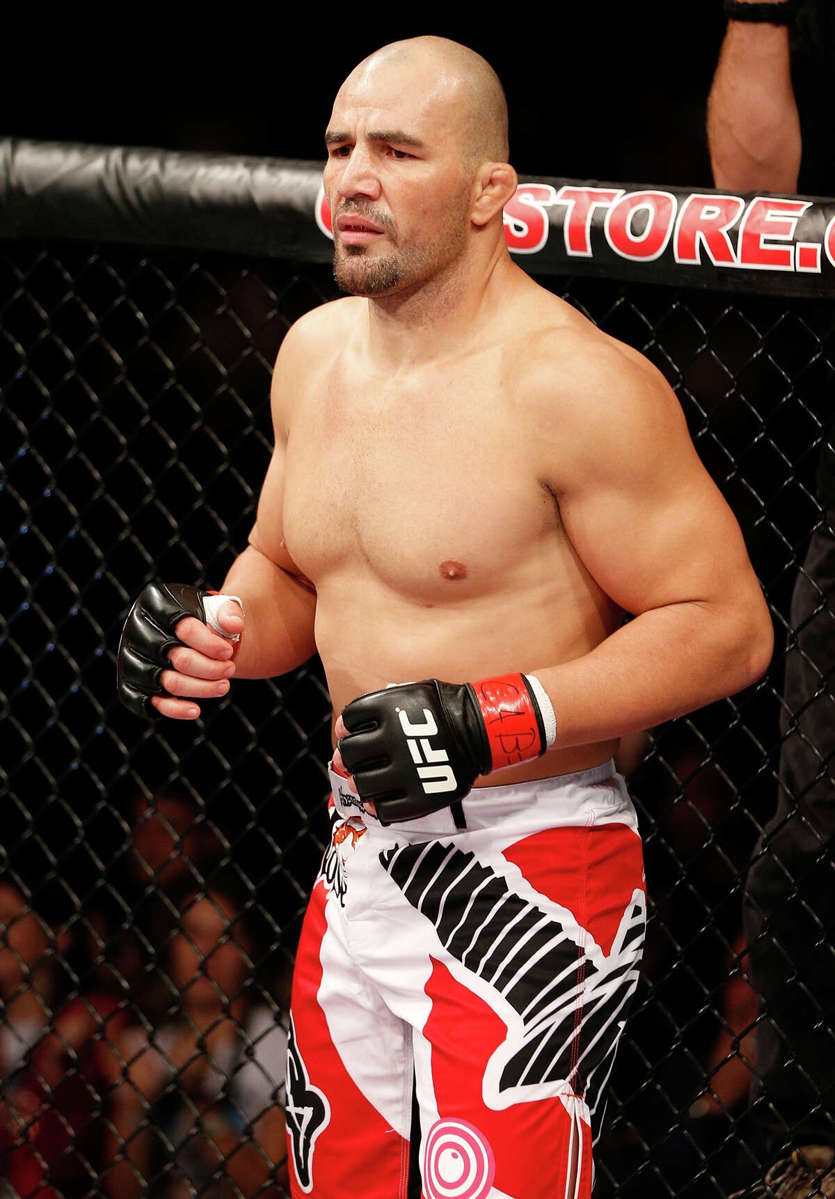 Glover Teixeira stands in the Octagon before his light heavyweight fight against Ryan Bader during the UFC on FOX Sports 1 event at Mineirinho Arena on September 4, 2013 in Belo Horizonte, Brazil.