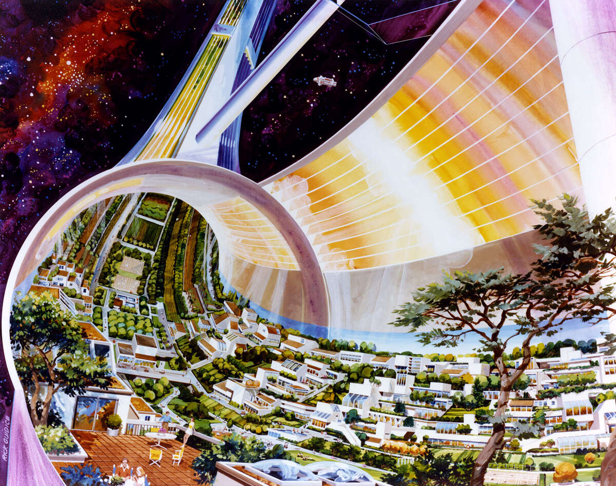Toroidial colony cutaway view Artwork by Rick Guidice