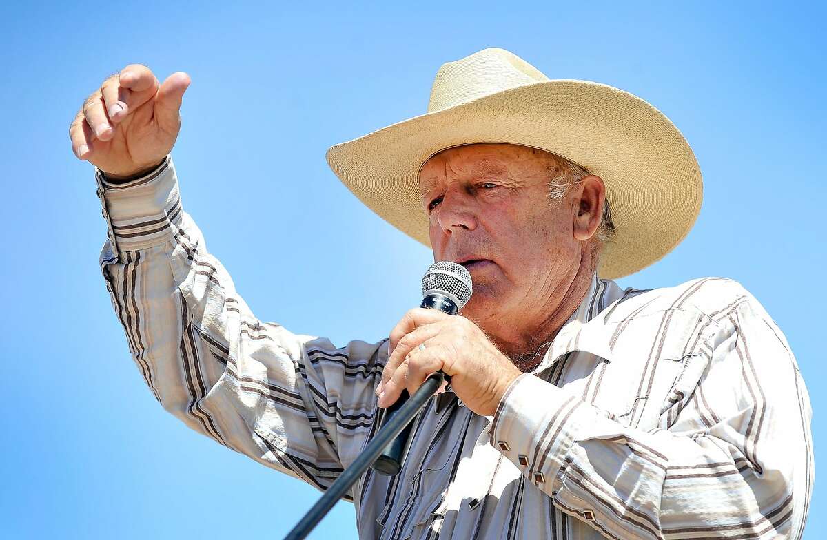 BUNKERVILLE, NV - APRIL 24: Rancher Cliven Bundy speaks during a news conference near his ranch on April 24, 2014 in Bunkerville, Nevada. The Bureau of Land Management and Bundy have been locked in a dispute for a couple of decades over grazing rights on public lands. (Photo by David Becker/Getty Images)