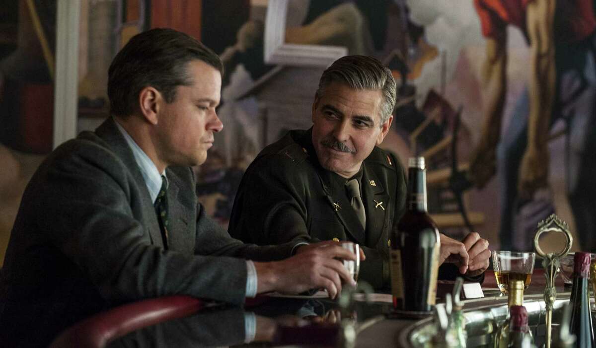 Matt Damon (left) and George Clooney are among the stars in “The Monuments Men,” out on video this month. Clooney also directed.