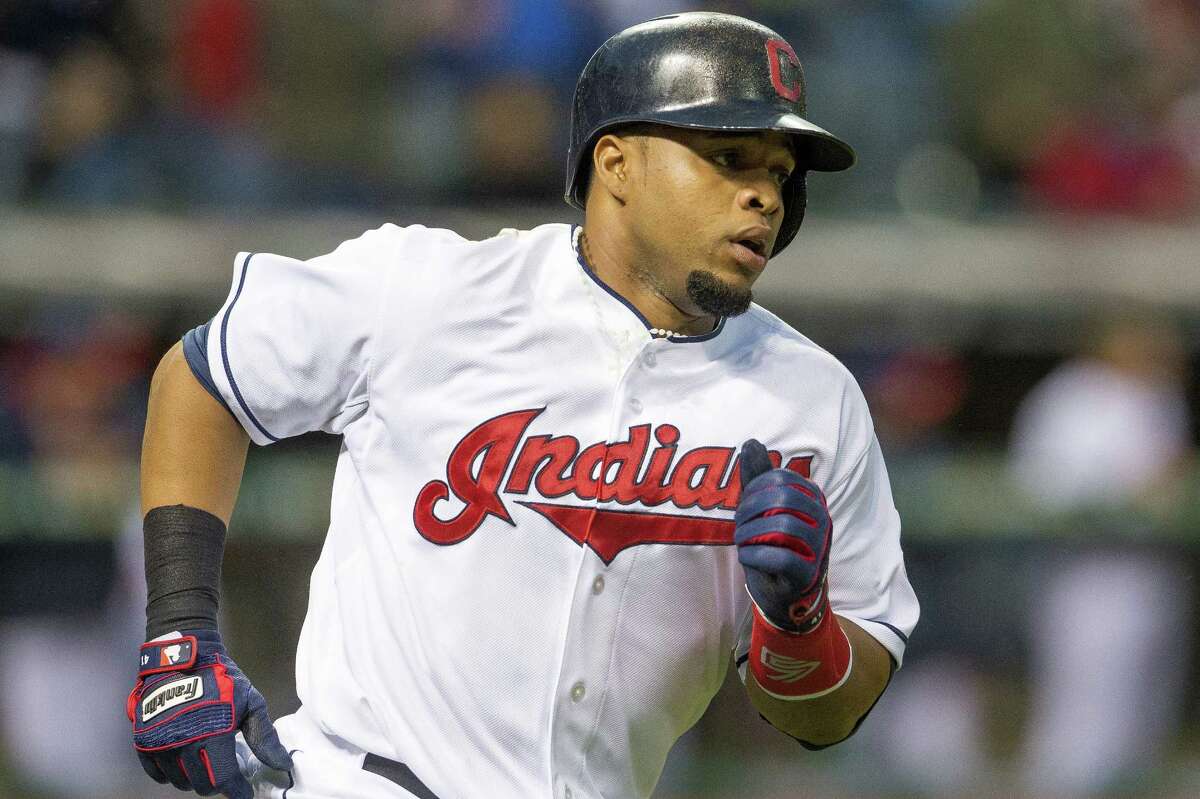CLEVELAND, OH - MAY 2: Carlos Santana #41 of the Cleveland Indians rounds the bases after hitting a solo home run during the second inning against the Chicago White Sox at Progressive Field on May 2, 2014 in Cleveland, Ohio.