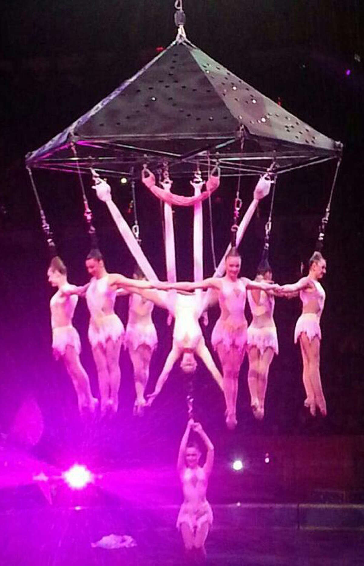 Circus women hang by their hair in Providence on Friday, two days before a harness collapse injures nine performers.