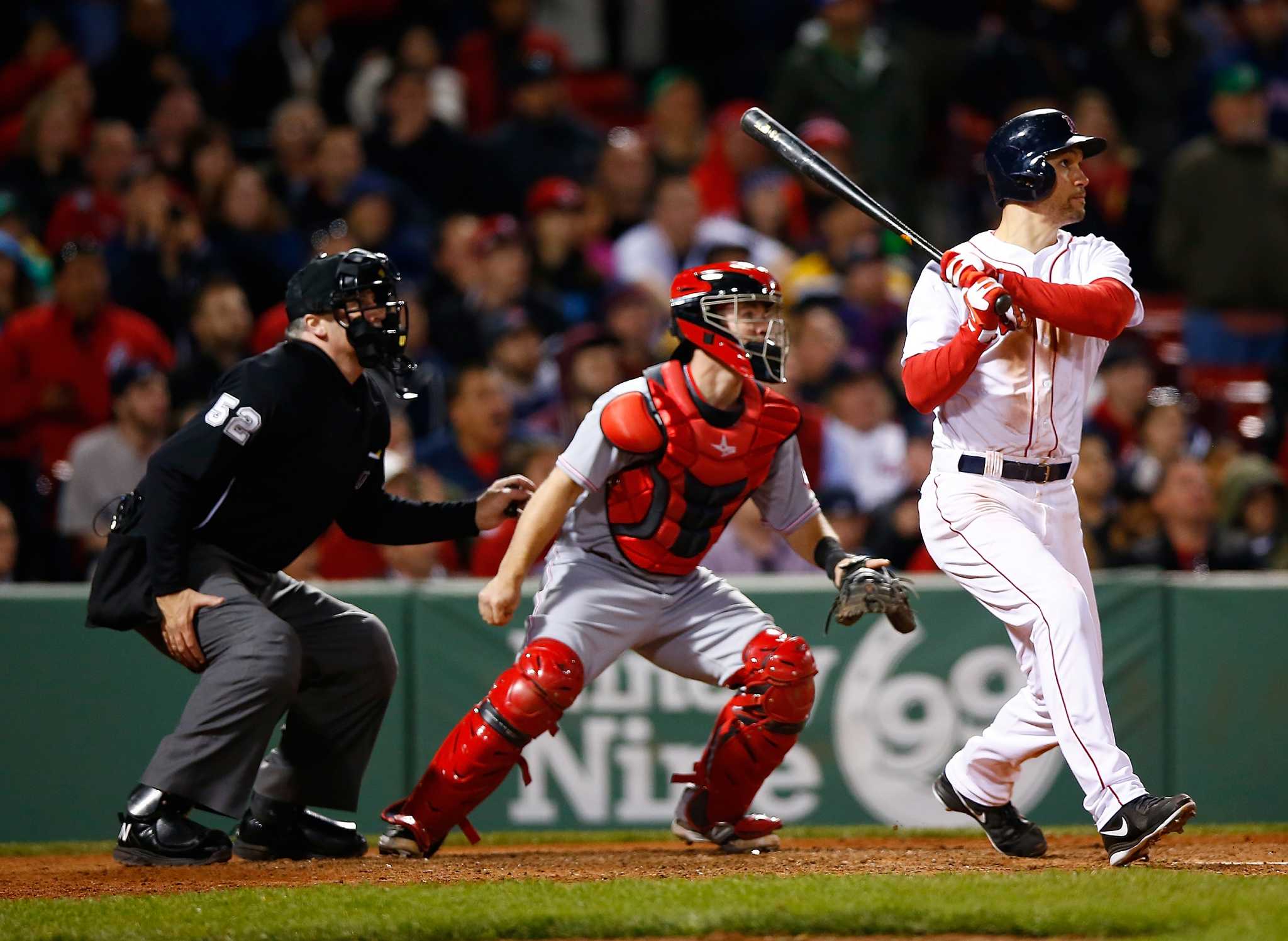 Mike Napoli and Grady Sizemore by Jared Wickerham