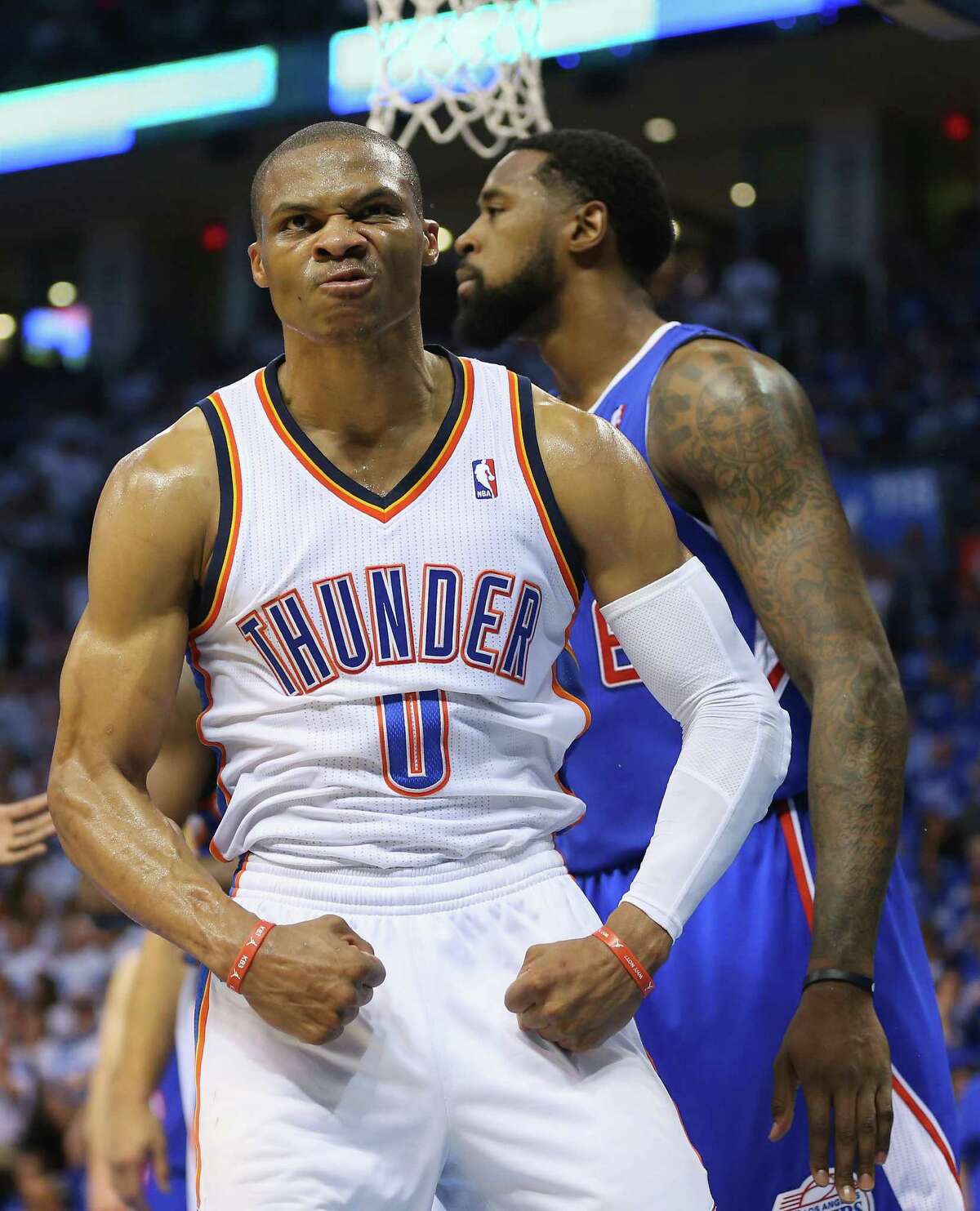 Russell Westbrook overpowered the Clippers on Wednesday with 31 points, 10 rebounds and 10 assists.