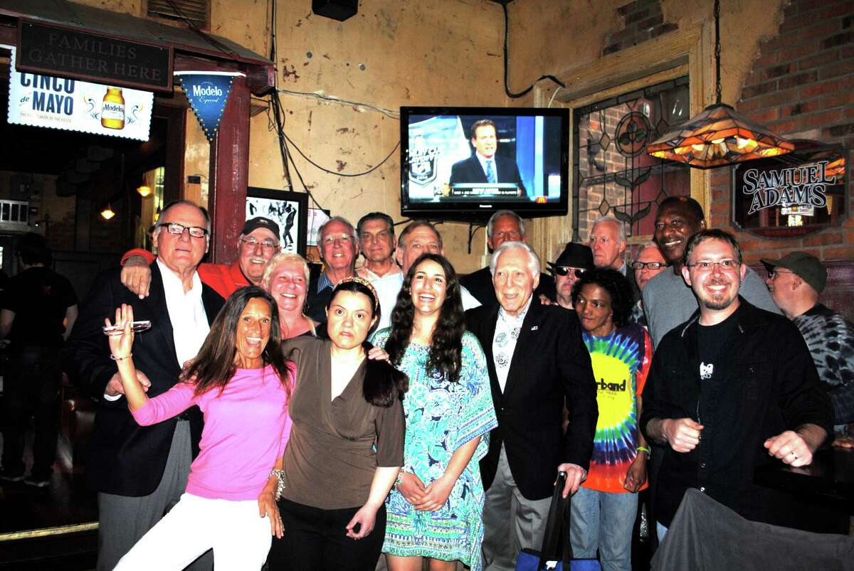 Members of the STAR Inc.'s Rubberband, NFL Alumni and Teresa Bracchitta, owner of Sundown Saloon, gather for a picture at the NFL Alumni CT Chapter's Kick-off party last week.
