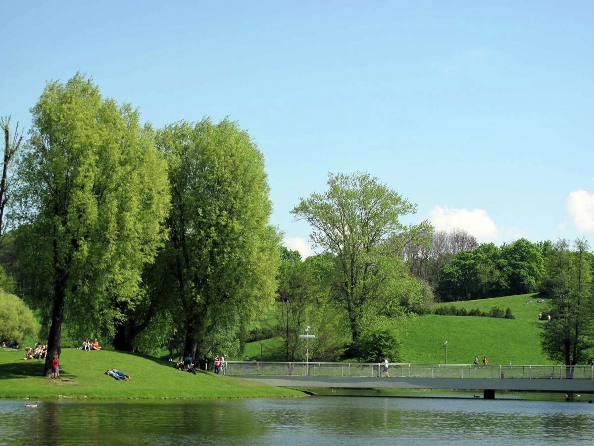 Munich's Olympic Park has been transformed into a large and active green space used by tourists and locals alike.