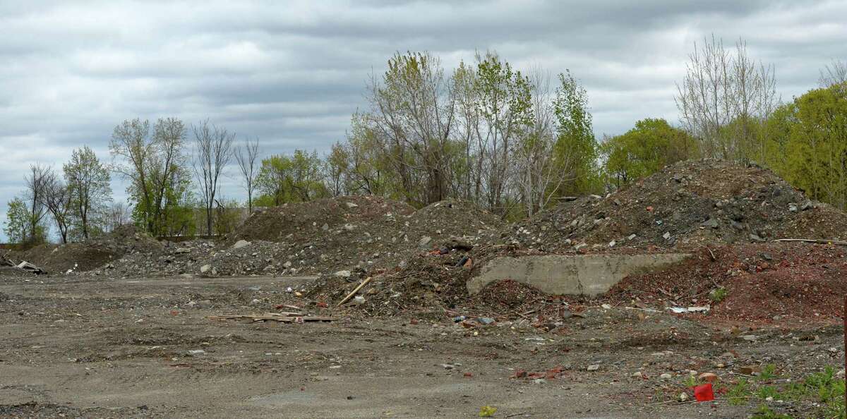 Brick and rubble are all that remain at the King Fuels site Friday afternoon, May 9, 2014, in Troy, N.Y. (Skip Dickstein / Times Union)