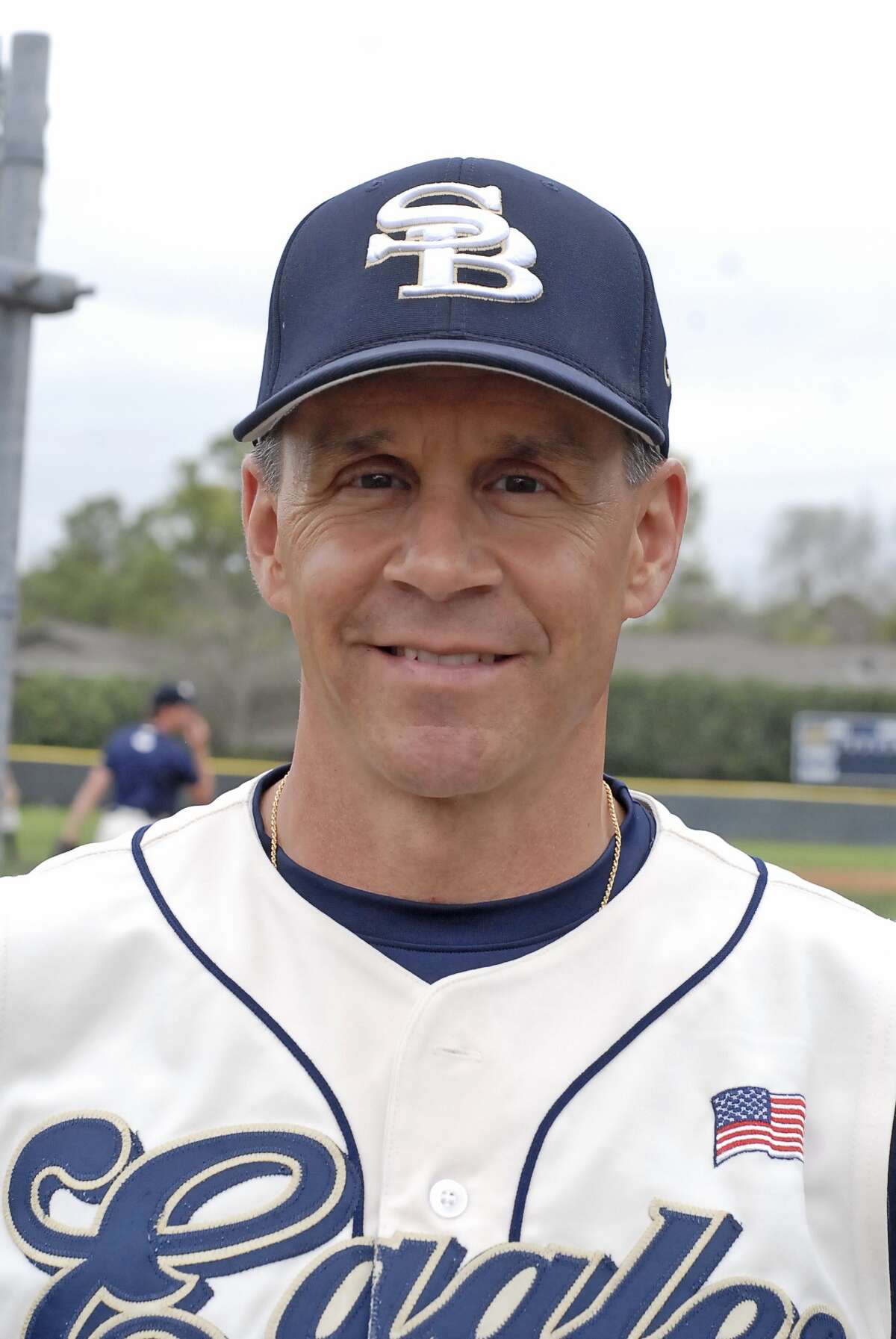 Second Baptist baseball head coach Jeff Schroeder before their game with Kinkaid at Second Baptist Thursday 3/21/13. Photo by Tony Bullard.