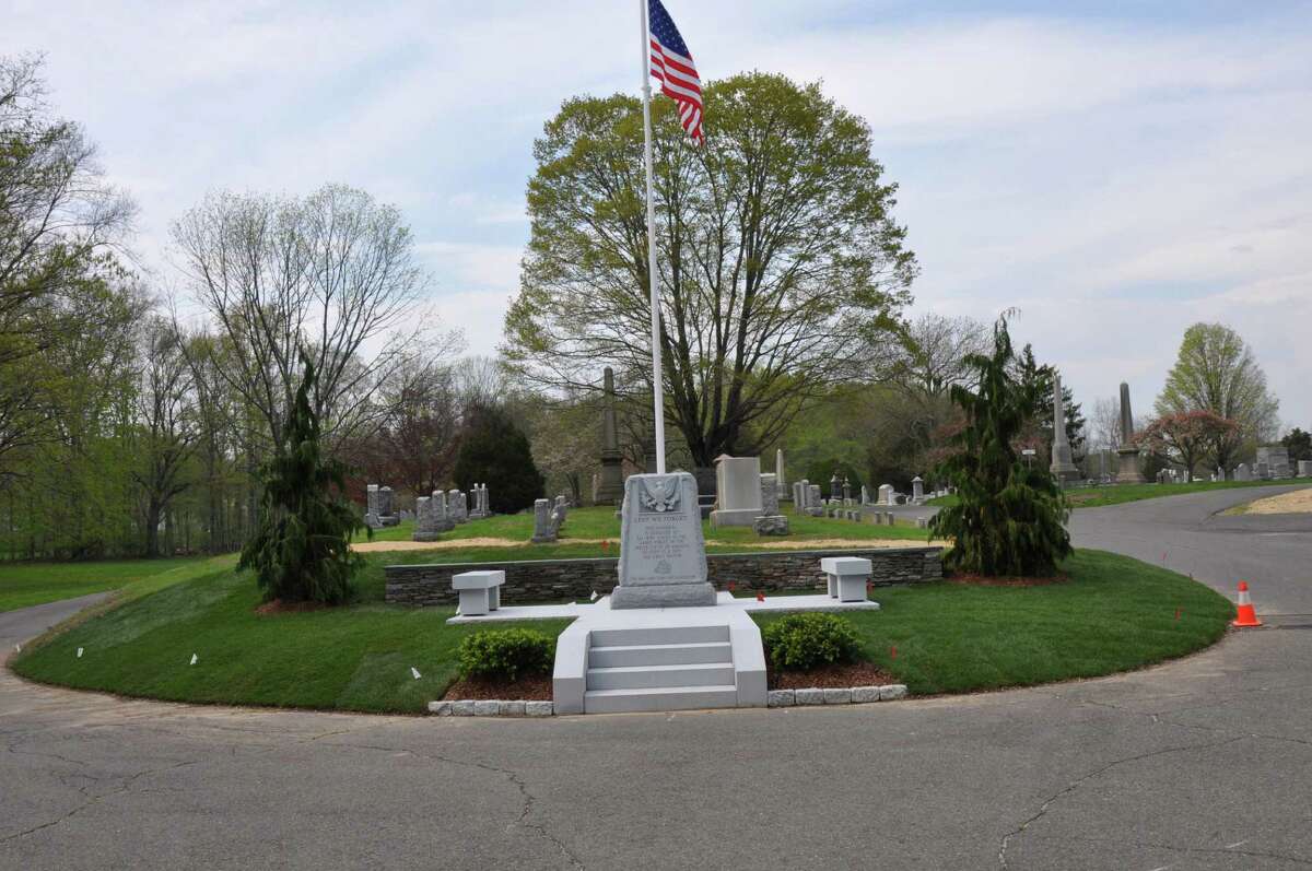 This new veterans' memorial at the entrane to Oak Lawn Cemetery on Bronson Road will be dedicated during a ceremony at 10 a.m. on Saturday, May 17. Saturday is Armed Forces Day, established in 1949 to honor those who have seerved in the armed forces. Fairfield CT. May 2014.