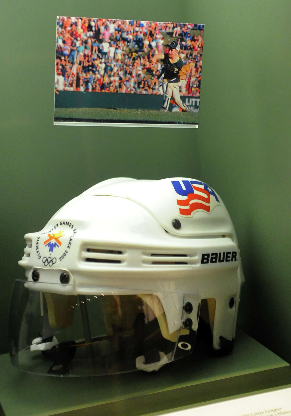 Chris Drury's spot featuring his NHL helmet as part of the Hall of Excellence in the Little League World Series Museum in Williamsport, Pa. on Thursday August 22, 2013. Drury was a pitcher with Trumbull that won the series in 1989.