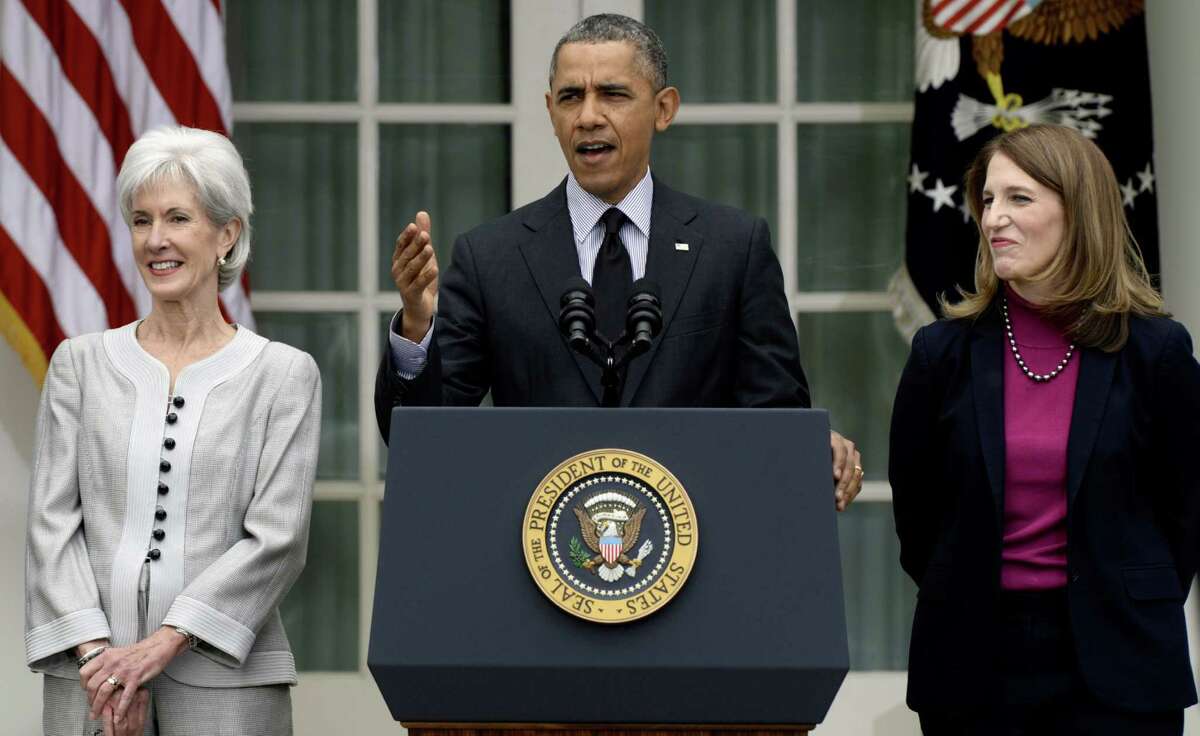 FILE - This April 11, 2014 file photo shows President Barack Obama, flanked by outgoing Health and Human Services Secretary Kathleen Sebelius, left, and his nominee to replace her, current Budget Director Sylvia Mathews Burwell, speaking in the Rose Garden of the White House in Washington. Thereâs a new health insurance term in the glossary, and it could mean thousands of dollars out of your pocket. Itâs a cost-control strategy called âreference pricing.â It puts a hard dollar limit on what health plans pay for certain expensive procedures _ like knee and hip replacements. The Obama administration has given the go-ahead for insurers and employers to use the approach, setting aside some legal concerns. (AP Photo/Susan Walsh, File)