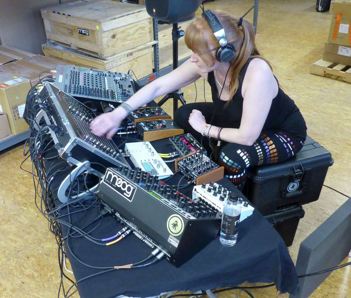 Popular synthesizer artist and composer Erika Sherman entertained guests at a Moog Factory reception during Moogfest 2014.
