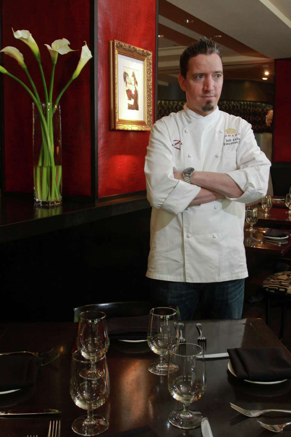 (For the Chronicle/Gary Fountain, May 13, 2014) Jeff Axline, executive chef at Hotel Zaza, in the Monarch Bistro dining room.