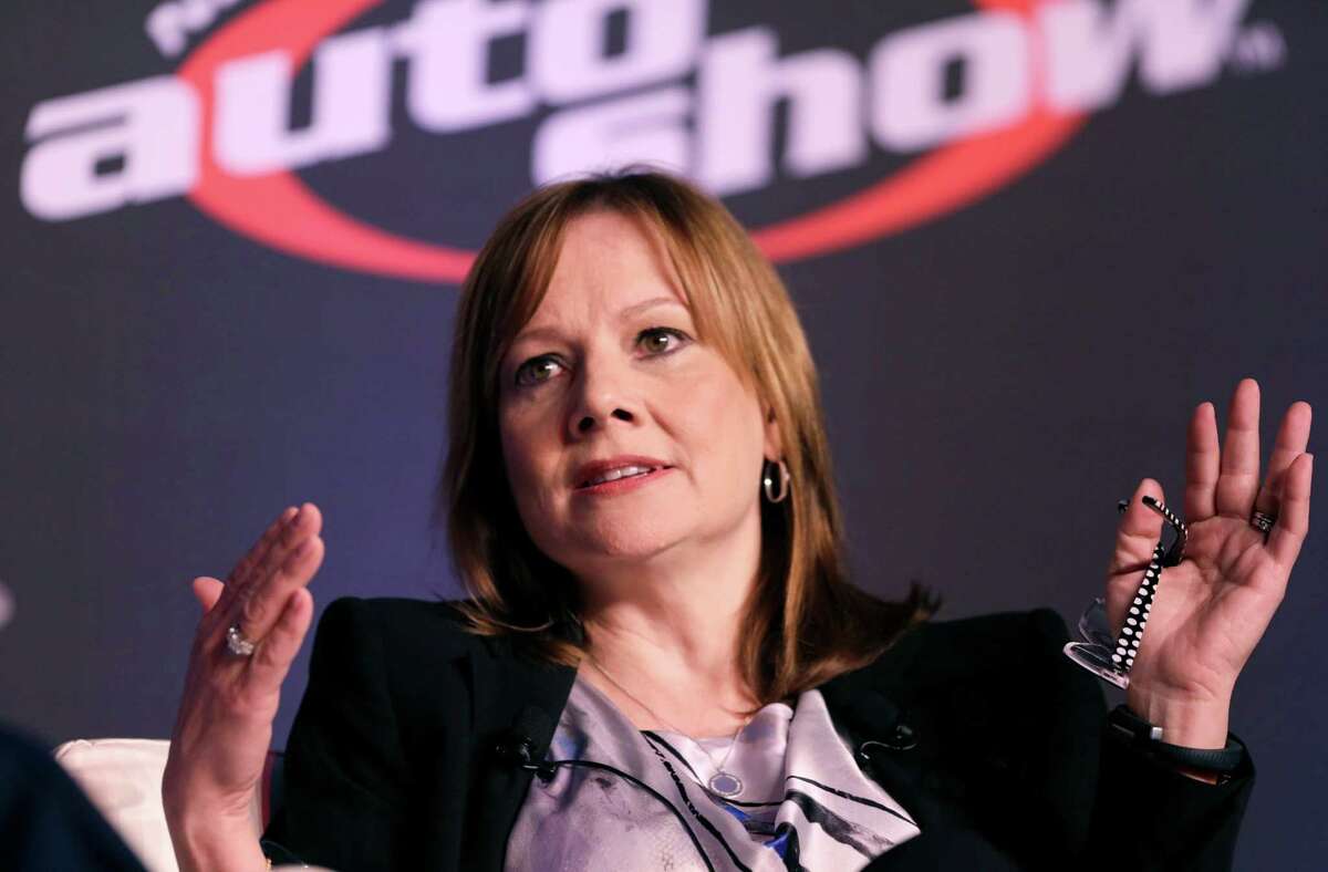 Mary Barra, CEO of General Motors, speaks at the 2014 Automotive Forum, Tuesday, April 15, 2014 in New York. The forum is sponsored by the National Automobile Dealers Association (NADA) and J.D. Power.(AP Photo/Mark Lennihan)