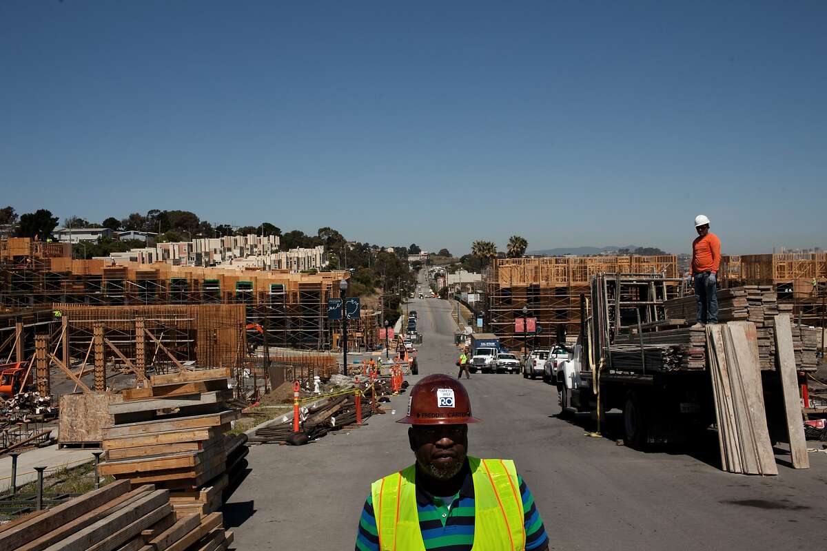 Freddie Carter, superintendent for James E. Roberts - Obayashi Corporation, is in charge of lot 51 of the new development at the San Francisco Shipyard at Hunters Point in San Francisco, Calif. on Tuesday, May 13, 2014. These are the first homes hitting the market at the shipyard with 10,500 units. Carter, who is a resident of the area, is a big advocate of including locals in the entirety of the project. "The thing I like to see at the end of the day is that they live here, they built these houses and now they can afford to buy one," Carter said.