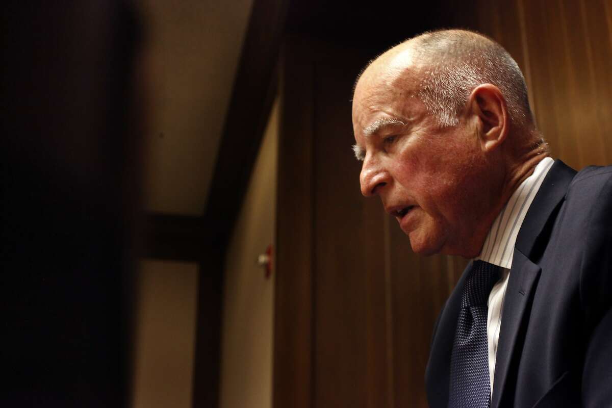 Governor Jerry Brown talks with the editorial board about running for his fourth term, Friday May 16, 2014, in San Francisco, Calif.