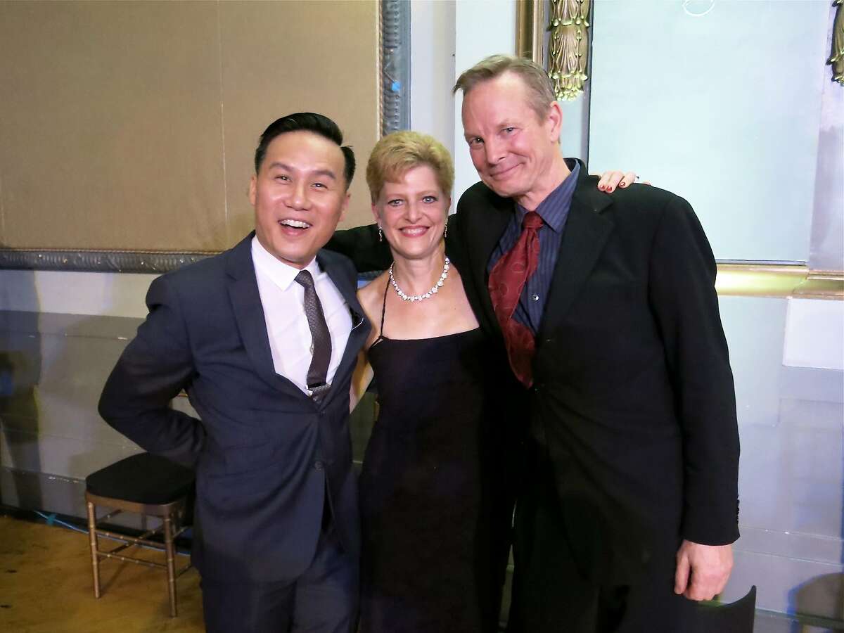 Actor B.D. Wong (left) with ACT Artistic Director Carey Perloff and actor Bill Irwin at the Regency Ballroom. May 2014. By Catherine Bigelow.