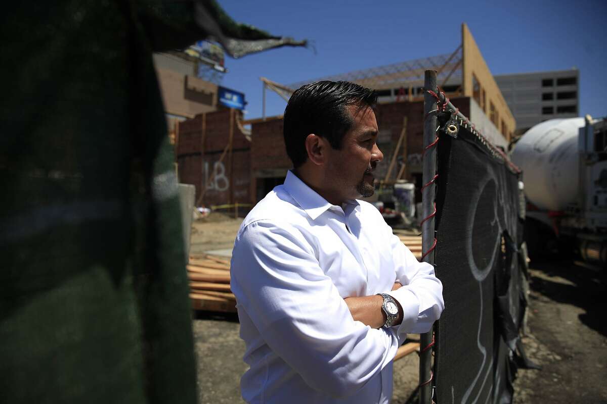 Jose Corona, ICA chief executive officer, stands on a construction site at the Hive, a mixed-use project in Oakland's Uptown district, where the new office for ICA will be located on Wednesday, May 21, 2014 in Oakland, Calif.