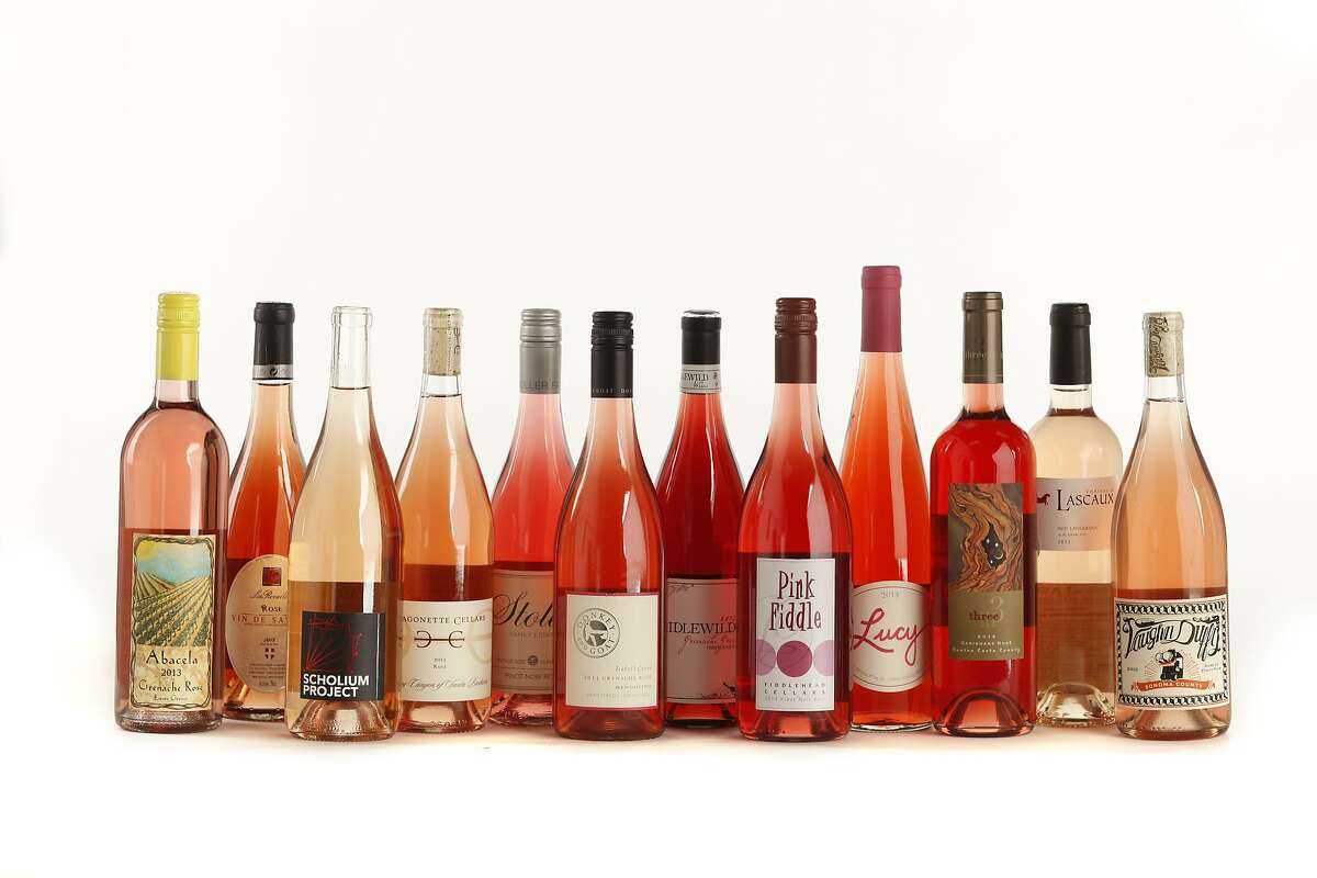 THE HEAVY HITTERS left-right: 2013 Abacela Umpqua Valley Grenache Rosé 2013 Pierre Boniface Les Rocailles Vin de Savoie Rosé 2013 The Scholium Project Rhododactylos Bechtold Ranch California White 2013 Dragonette Cellars Happy Canyon of Santa Barbara Rosé 2013 Stoller Family Dundee Hills Pinot Noir Rosé 2013 Donkey & Goat Isabel's Cuvee Mendocino Grenache Rosé 2013 Idlewild Gibson Ranch Mendocino County Grenache Gris 2013 Fiddlehead Cellars Pink Fiddle Sta. Rita Hills Pinot Noir 2013 Lucy Santa Lucia Highlands Rosé of Pinot Noir 2013 Three Wine Co. Contra Costa County Carignane Rosé 2013 Chateau Lascaux Languedoc Rosé 2013 Vaughn Duffy Sonoma County Rosé of Pinot Noir as seen in San Francisco, California, on May 21, 2014.