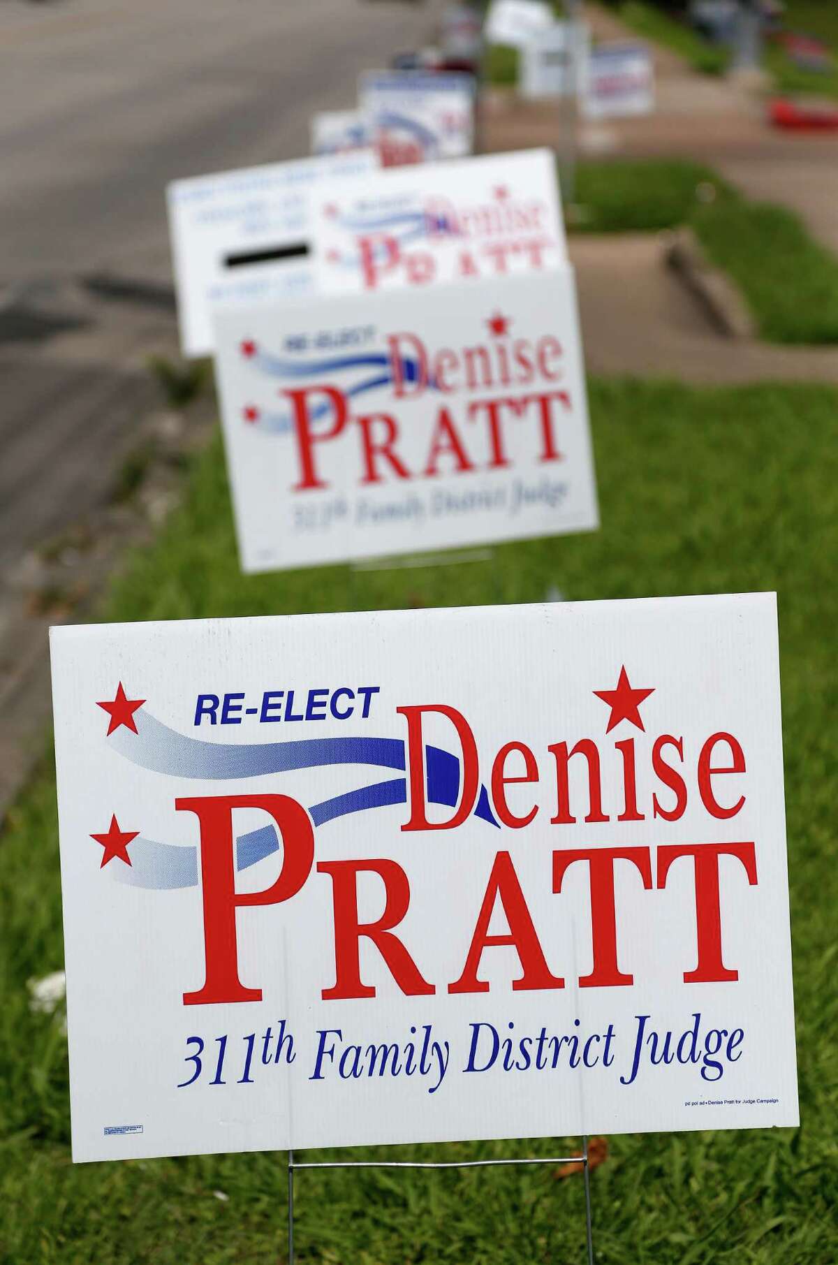 Ex-Judge Denise Pratt's campaign signs up at the Metropolitan Multi-Services Center, 1475 W Gray early voting location, Thursday, May 22, 2014, in Houston.