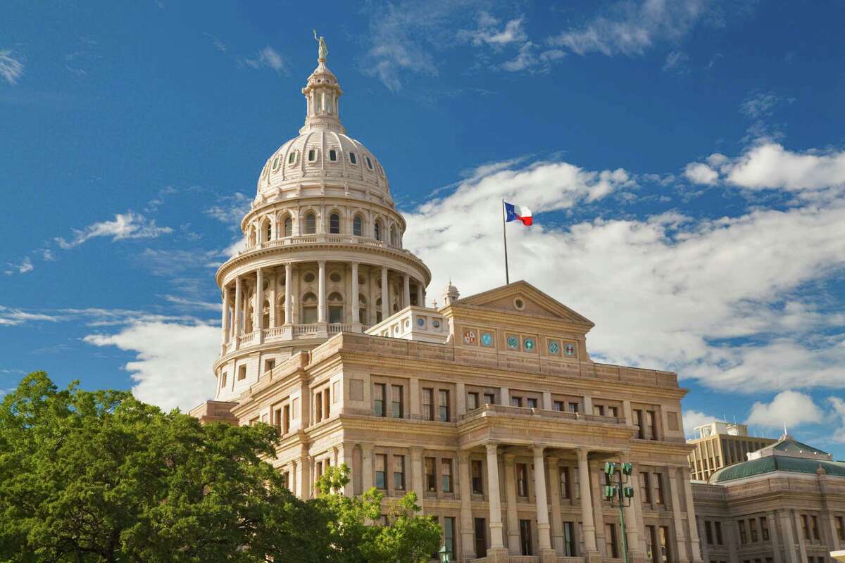 Texas State Capitol Building in Austin with flag