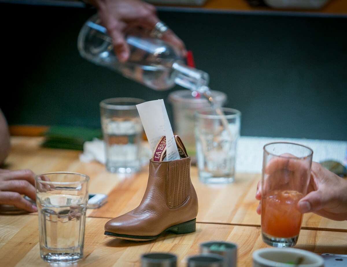 The check in a boot at Lolo in San Francisco.