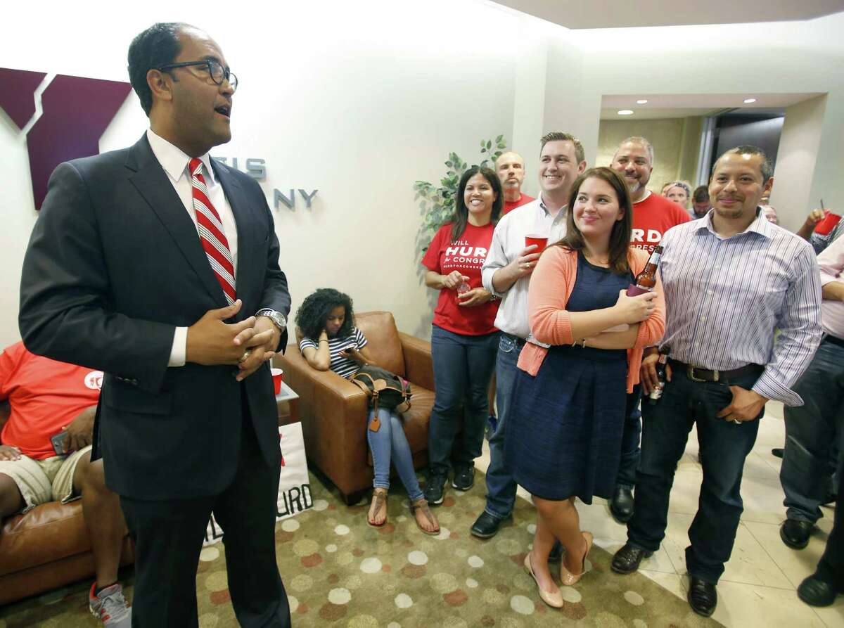 Will Hurd speaks Tuesday night May 27, 2014 to his supporters as results roll in for his GOP primary runoff against Francisco "Quico" Canseco.