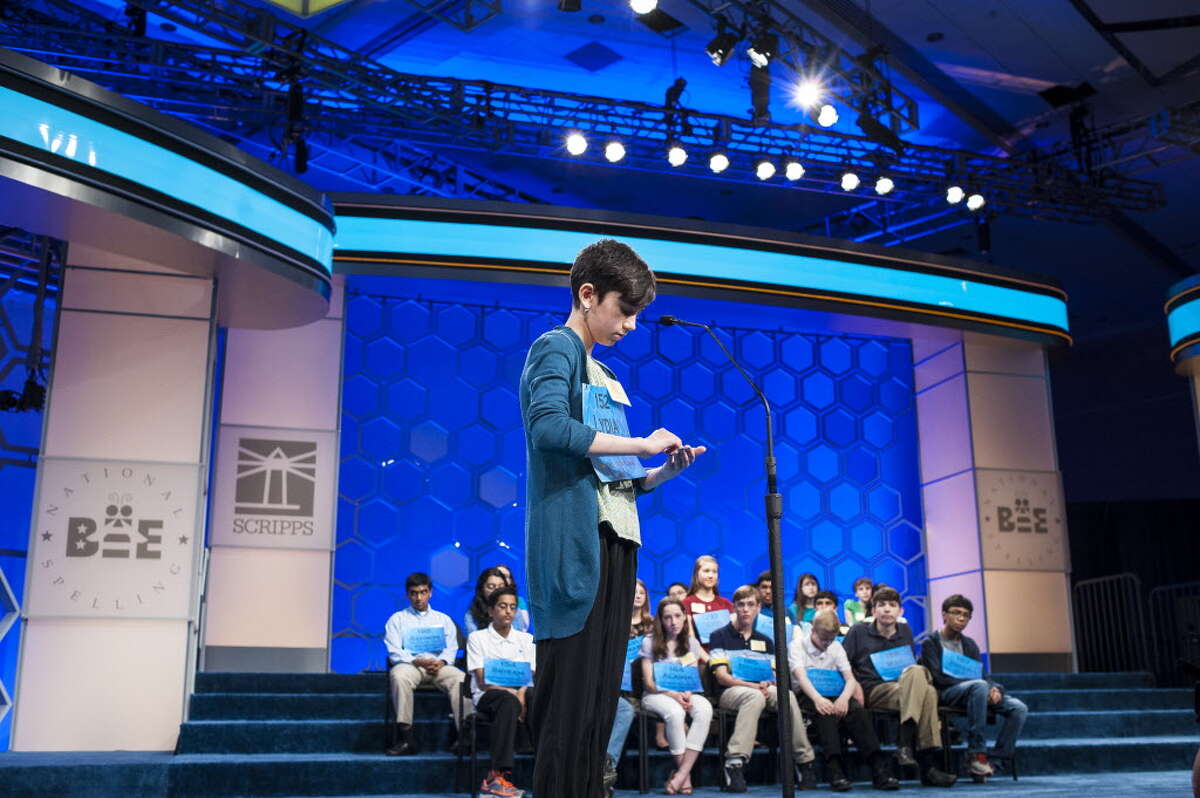 Lydia Loverin, 12, of Pittsfield, Massachusetts, participates in the semifinals of the Scripps National Spelling Bee on May 29, 2014 at the Gaylord National Resort and Convention Center in National Harbor, Maryland. times union